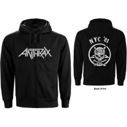 Anthrax - Unisex Zipped Hoodie: Not Man NYC (Back Print)