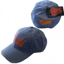 David Bowie - Unisex Baseball Cap: Flash Logo - denim blue