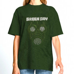 Green Day Unisex T-Shirt: Gas Mask (Wash Collection) - TRIKO