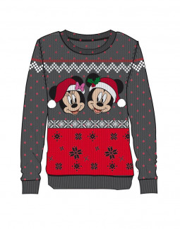 Disney Ladies Knitted Christmas Sweater Mickey & Minnie Size S